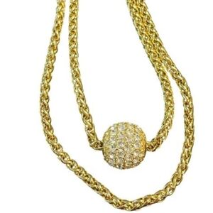 Vintage Joan Rivers Gold-Tone Necklace with Rhinestone Ball Pendant